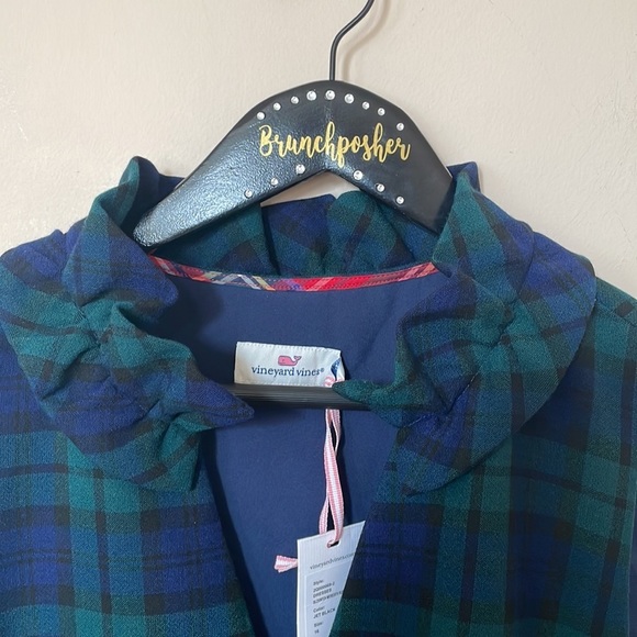 Vineyard Vines Blackwitch Meredith Plaid Ruffle Neck Midi Sleeveless Dress - Picture 7 of 10